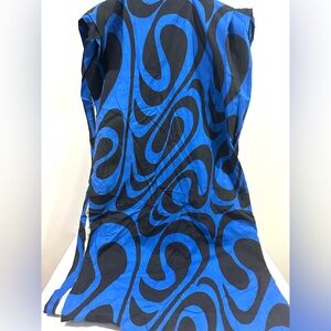 RARE 60s WHEREFORE Lawrence Peabody Sears Perma-Prest 2 Curtain Panels Blue Larg